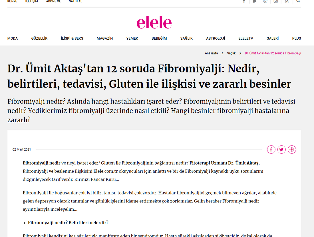 Dr. Ümit Aktaş’tan 12 soruda Fibromiyalji / Elle Dergisi