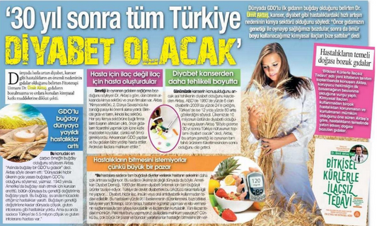 30 yıl Sonra Tüm Türkiye Diyabet Olacak / Bugün Gazatesi