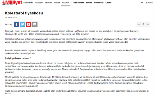 Kolesterol Fiyaskosu / Milliyet.com.tr