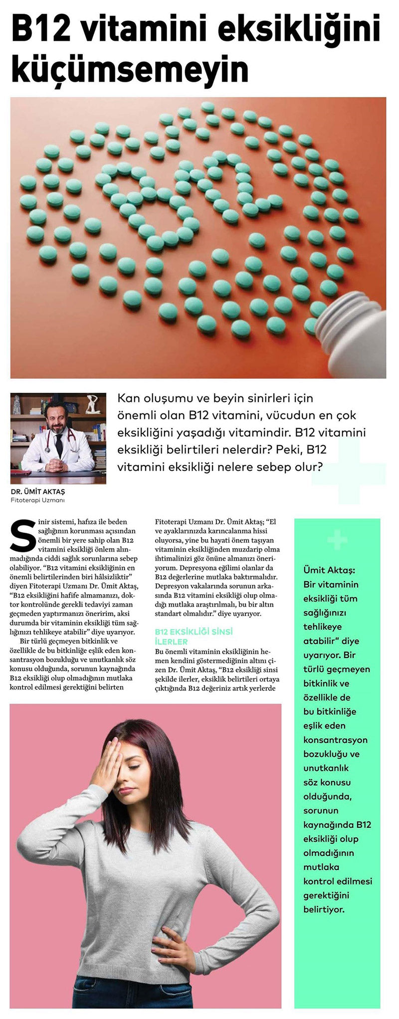 B12 Vitamini Eksikliğini Küçümsemeyin / MD Magazin Dergisi