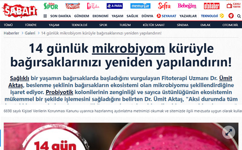 Bağırsakların Ekosistemi Mikrobiyom Kürü ile Bağırsaklarınızı Yeniden Yapılandırın! / Sabah.com.tr