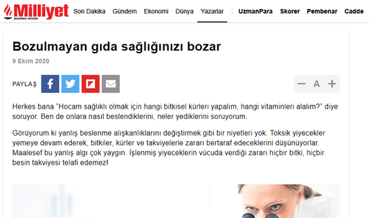 Bozulmayan Gıda Sağlığınızı Bozar / Milliyet.com.tr