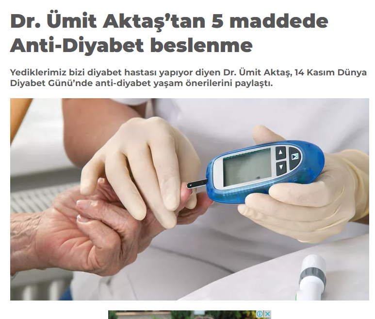 Dr. Ümit Aktaş’tan 5 maddede Anti-Diyabet Beslenme / Cnnturk