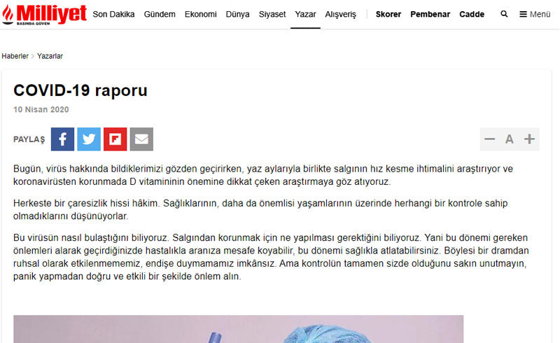 D Vitamini Koronavirüs’e Karşı Koruyucu! / Milliyet.com.tr