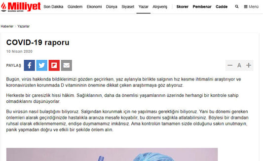 D Vitamini Koronavirüs’e Karşı Koruyucu! / Milliyet.com.tr