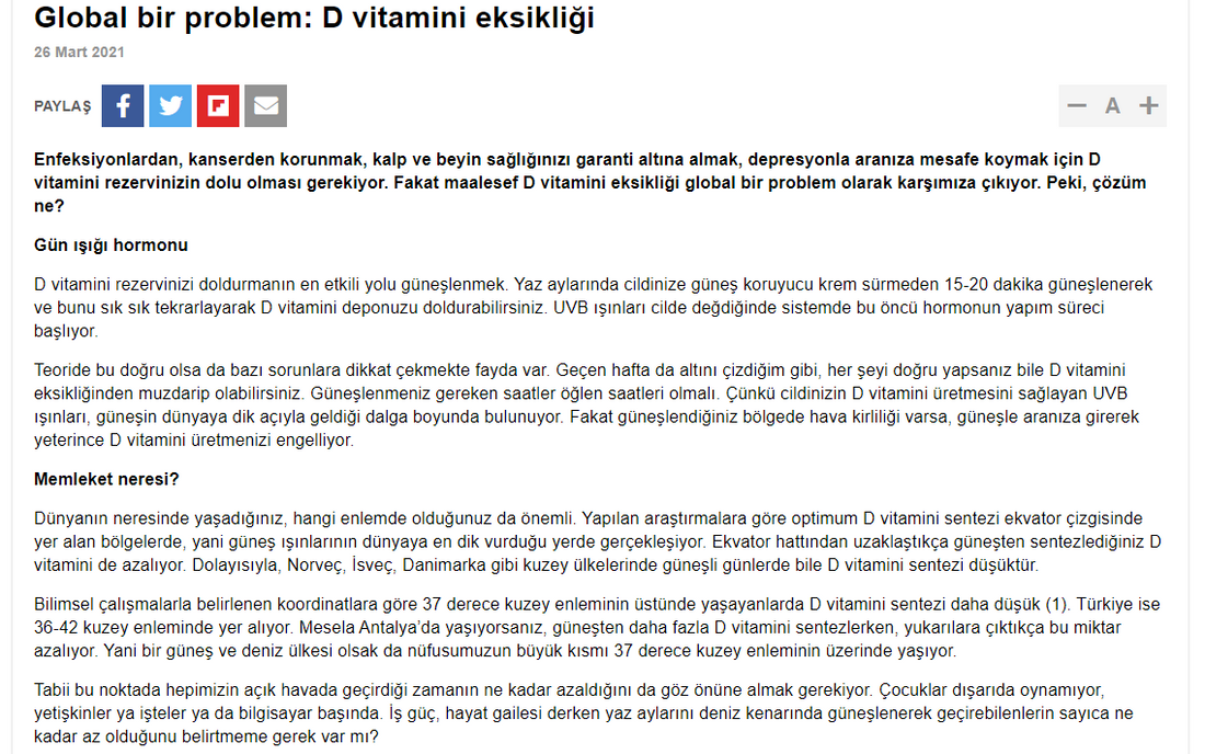 Global bir problem: D vitamini eksikliği / Milliyet.com.tr