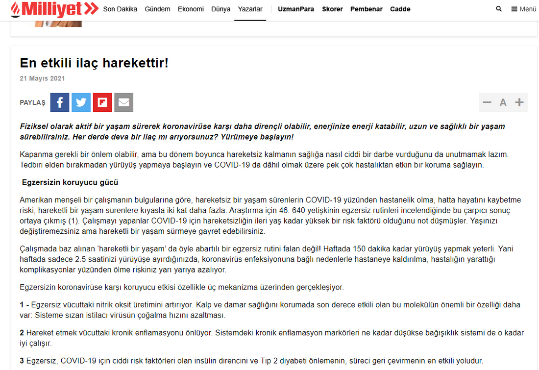 En Etkili İlaç Harekettir / Milliyet.com.tr