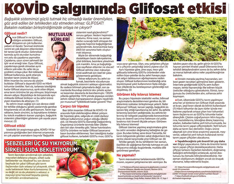 Covid Salgınında Glifosat Etkisi / Milliyet