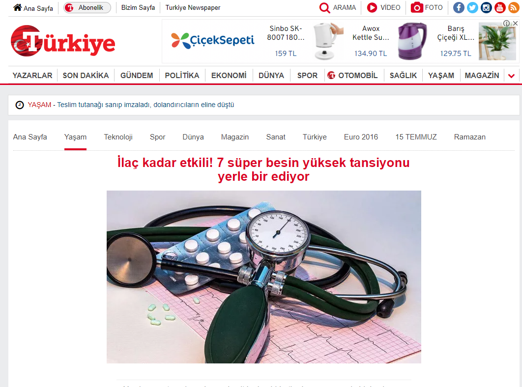 İlaç kadar etkili! 7 süper besin yüksek tansiyonu yerle bir ediyor. / Türkiye Gazetesi