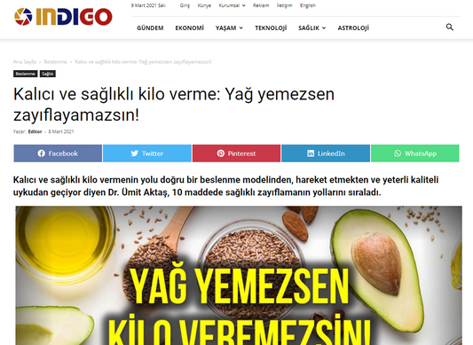 Kalıcı ve Sağlıklı Kilo Verme: Yağ Yemezsen Zayıflayamazsın / İndigo Dergisi