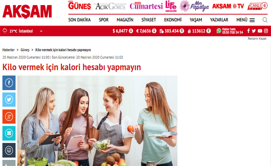 Kilo Vermek için Kalori Hesabı Yapmayın. / Akşam.com.tr