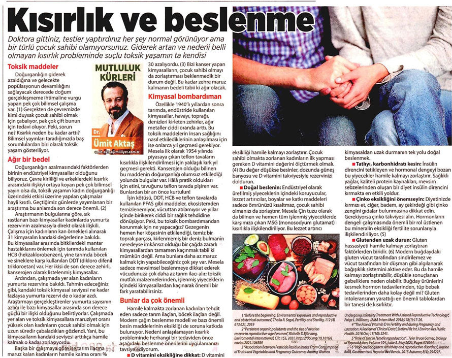 Kısırlık ve Beslenme / Milliyet