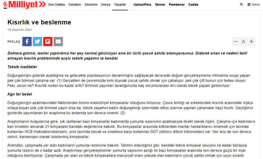 Kısırlık ve Beslenme / Milliyet.com.tr