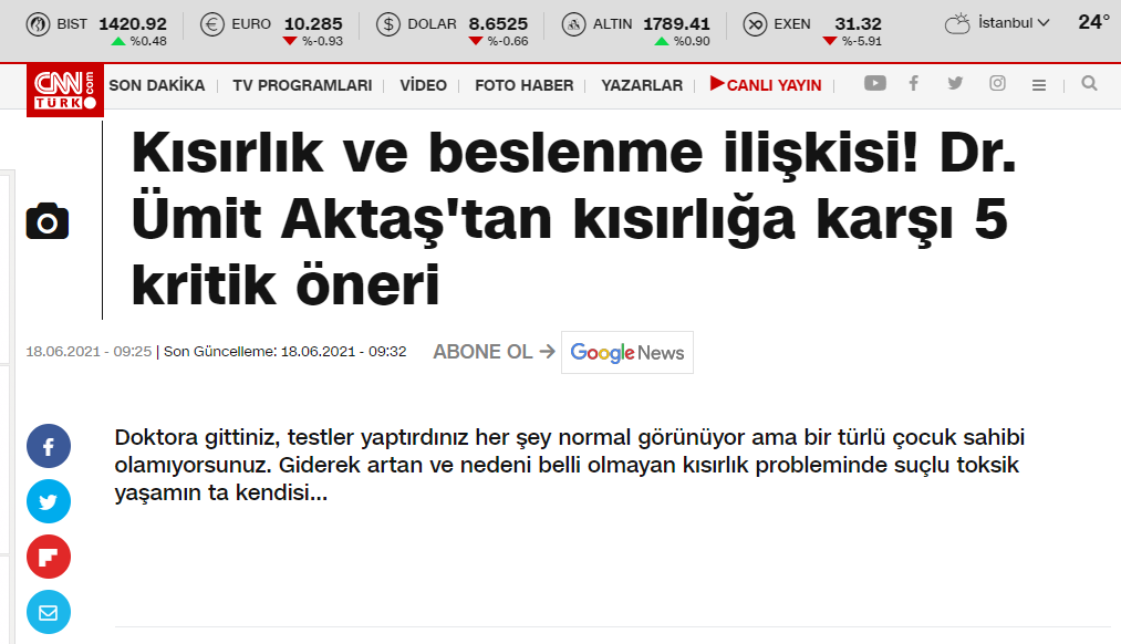 Kısırlık ve Beslenme İlişkisi / Cnn