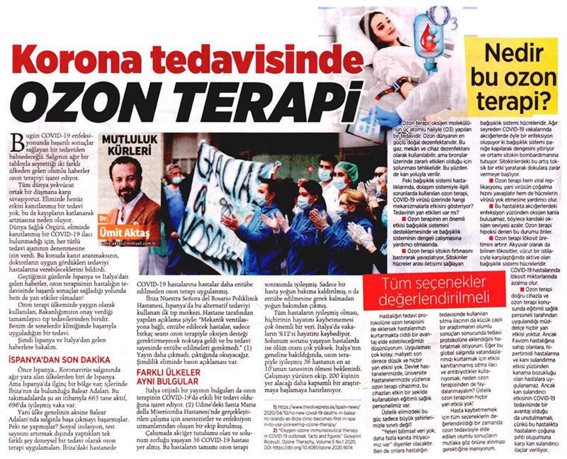 Korona Tedavisinde Ozon Terapi / Milliyet