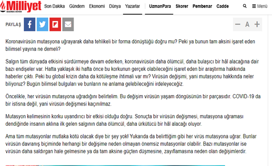 Koronavirüsün Mutasyona Uğrayarak Daha Tehlikeli Bir Forma Dönüştüğü Doğru mu? / Milliyet.com.tr