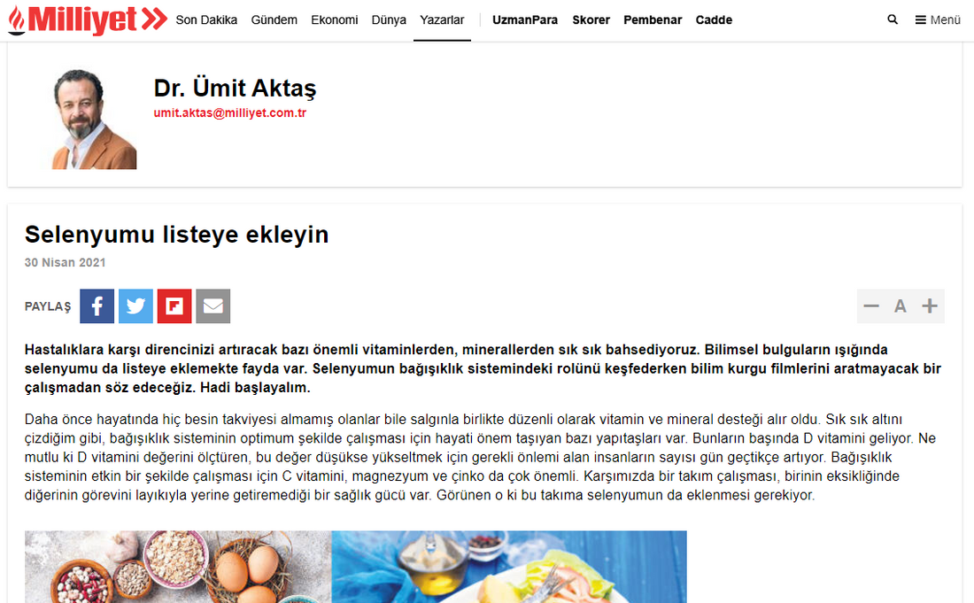 Selenyumu Listeye Ekleyin / Milliyet