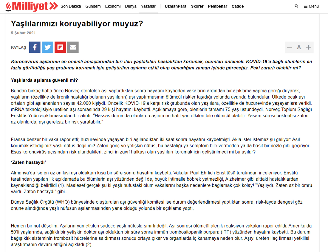 Yaşlılaramızı Koruyabiliyor muyuz? / Milliyet.com.tr